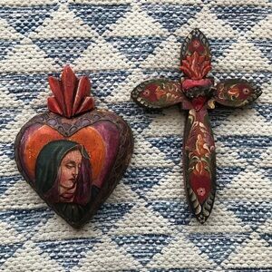 New Catholic Religious Art Mexico Dolorosa Virgin Mary Sacred Heart Cross
